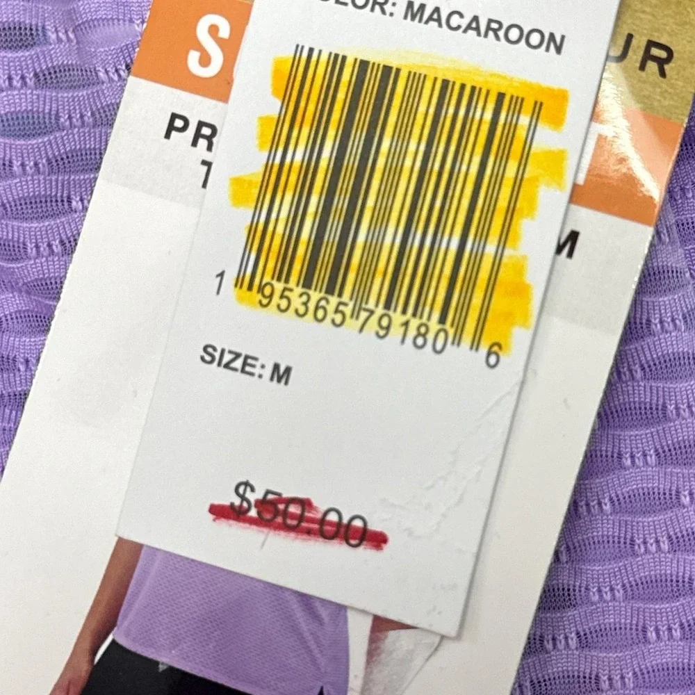 ZEROXPOSURE Purple Striped 2 in 1 Mesh Tankini Top Wide Strap UPF 30+